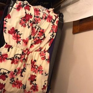 floral dress with deep cut cleavage